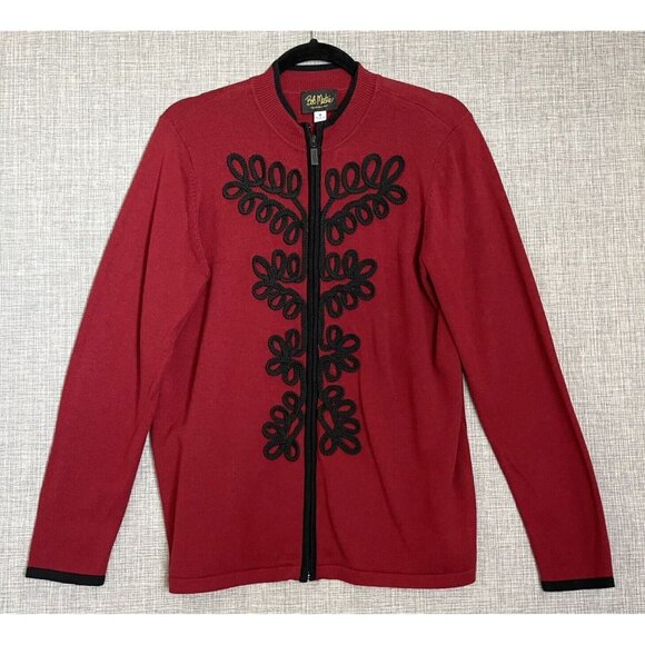 Bob Mackie Sweaters - Bob Mackie Wearable Art Sweater Womens Medium Red Black